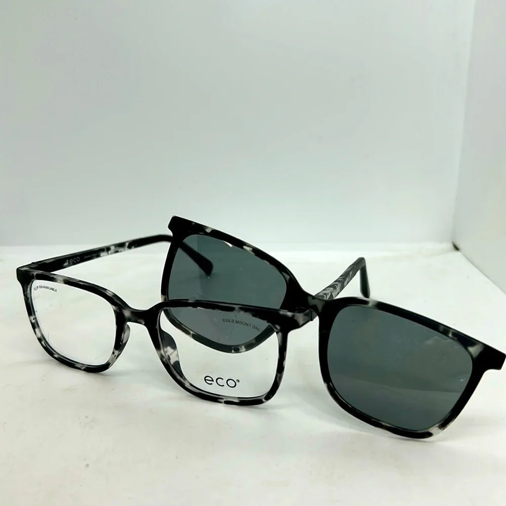 ECO Men’s Cypress MGYTT Eyeglasses Frames & Polarized Sun Clip On. RXable NWT